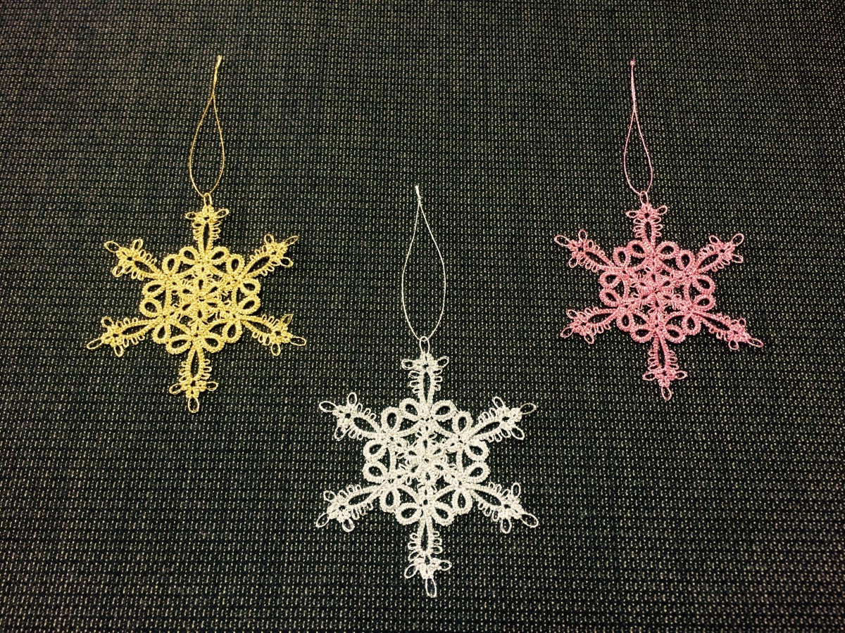 雪の結晶オーナメント 3点セット タティングレース Iichi ハンドメイド クラフト作品 手仕事品の通販