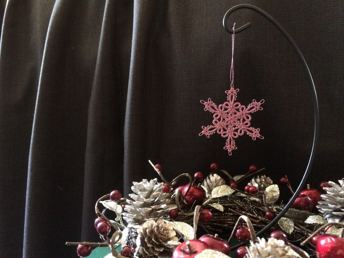 雪の結晶オーナメント ピンク タティングレース Iichi ハンドメイド クラフト作品 手仕事品の通販