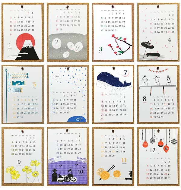 16カレンダー 壁掛け Iichi ハンドメイド クラフト作品 手仕事品の通販