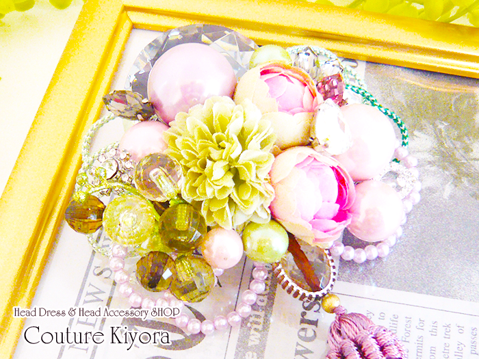 ラインストーンとピンクローズの髪飾り Iichi ハンドメイド クラフト作品 手仕事品の通販