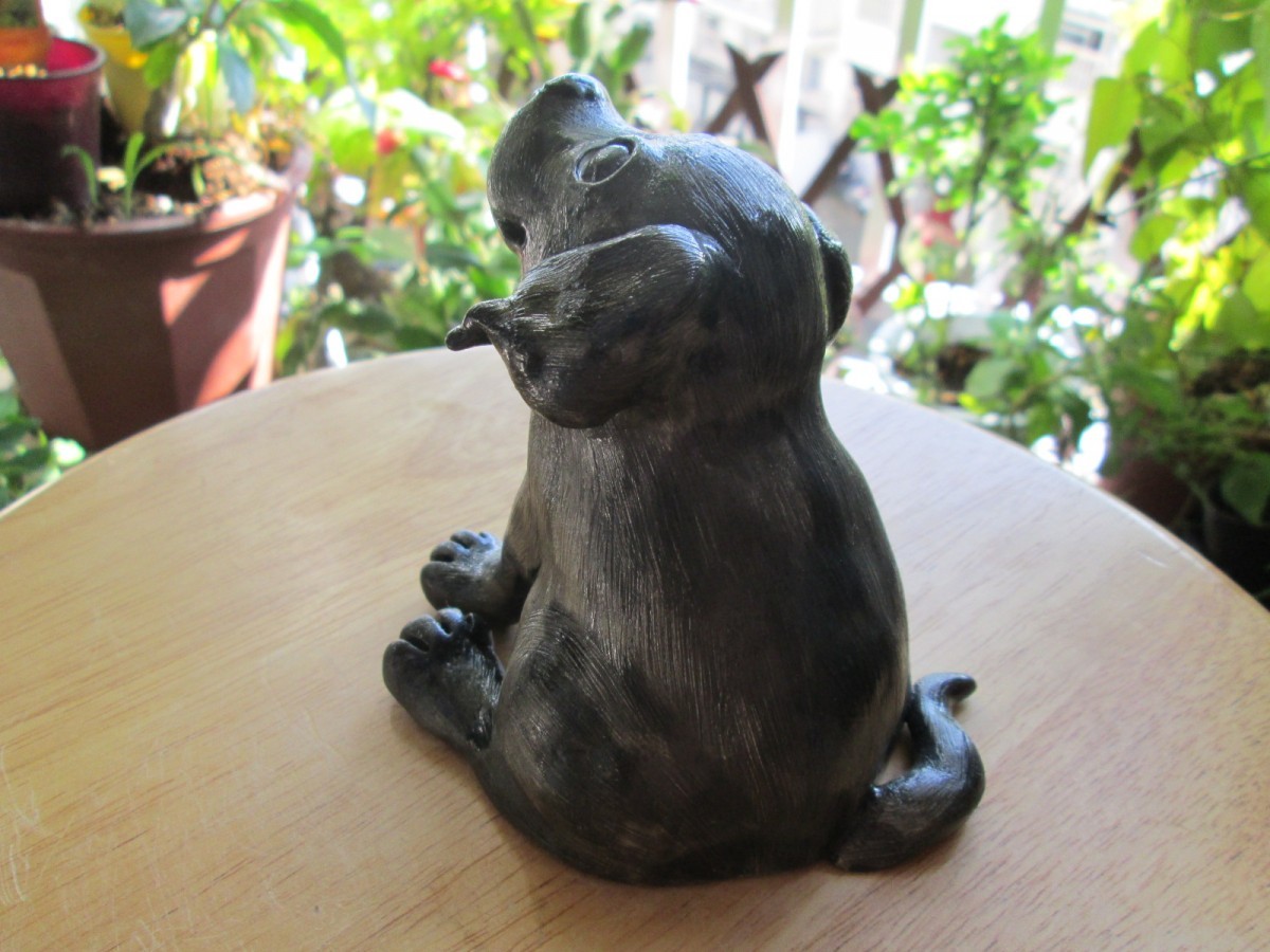 黒いラブラドール 仔犬 の置物 Iichi ハンドメイド クラフト作品 手仕事品の通販