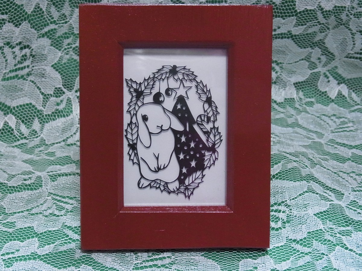 切り絵原画 たれ耳うさぎさんのクリスマス Iichi ハンドメイド クラフト作品 手仕事品の通販