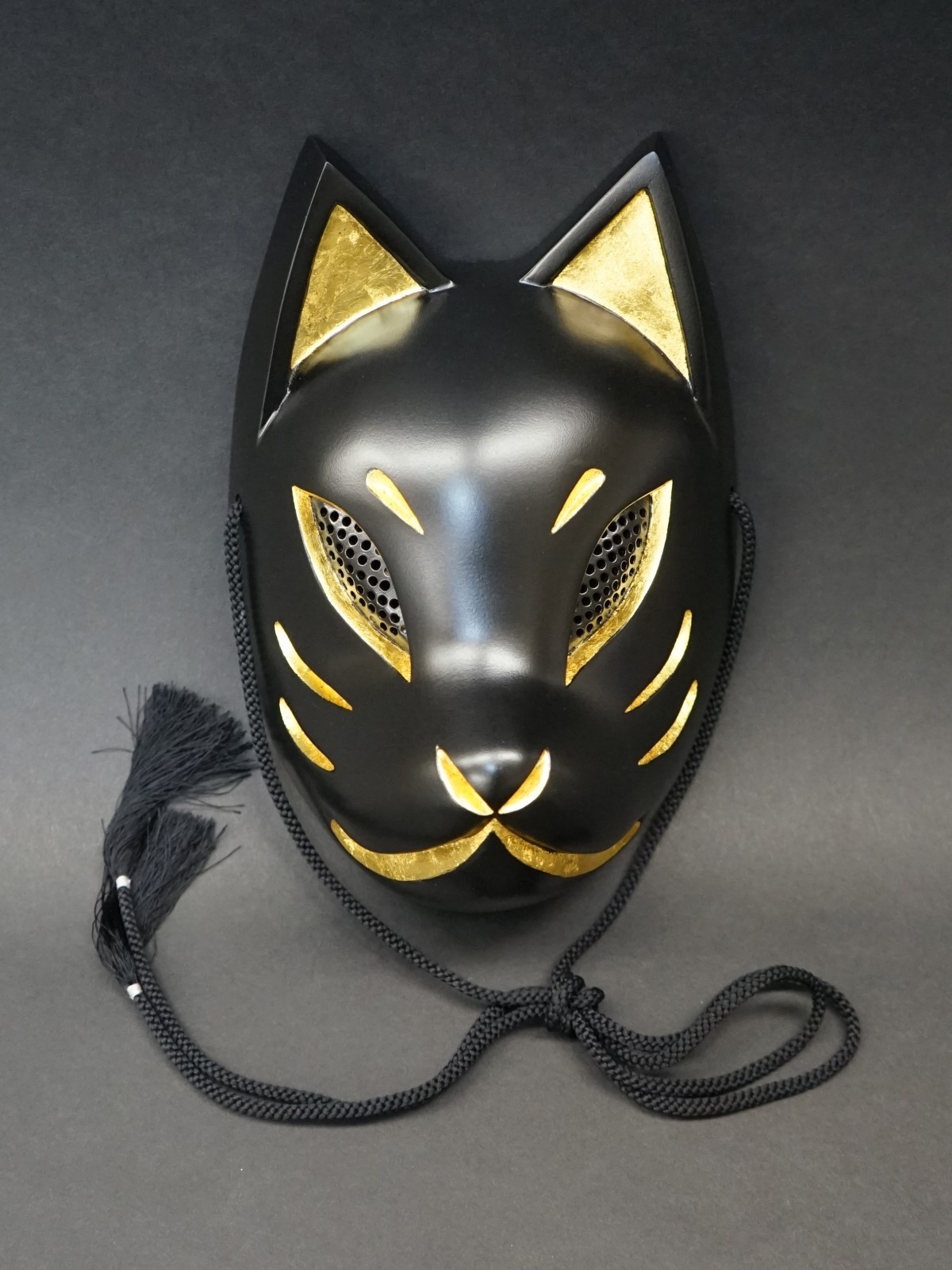 狐面 黒 金 Iichi ハンドメイド クラフト作品 手仕事品の通販