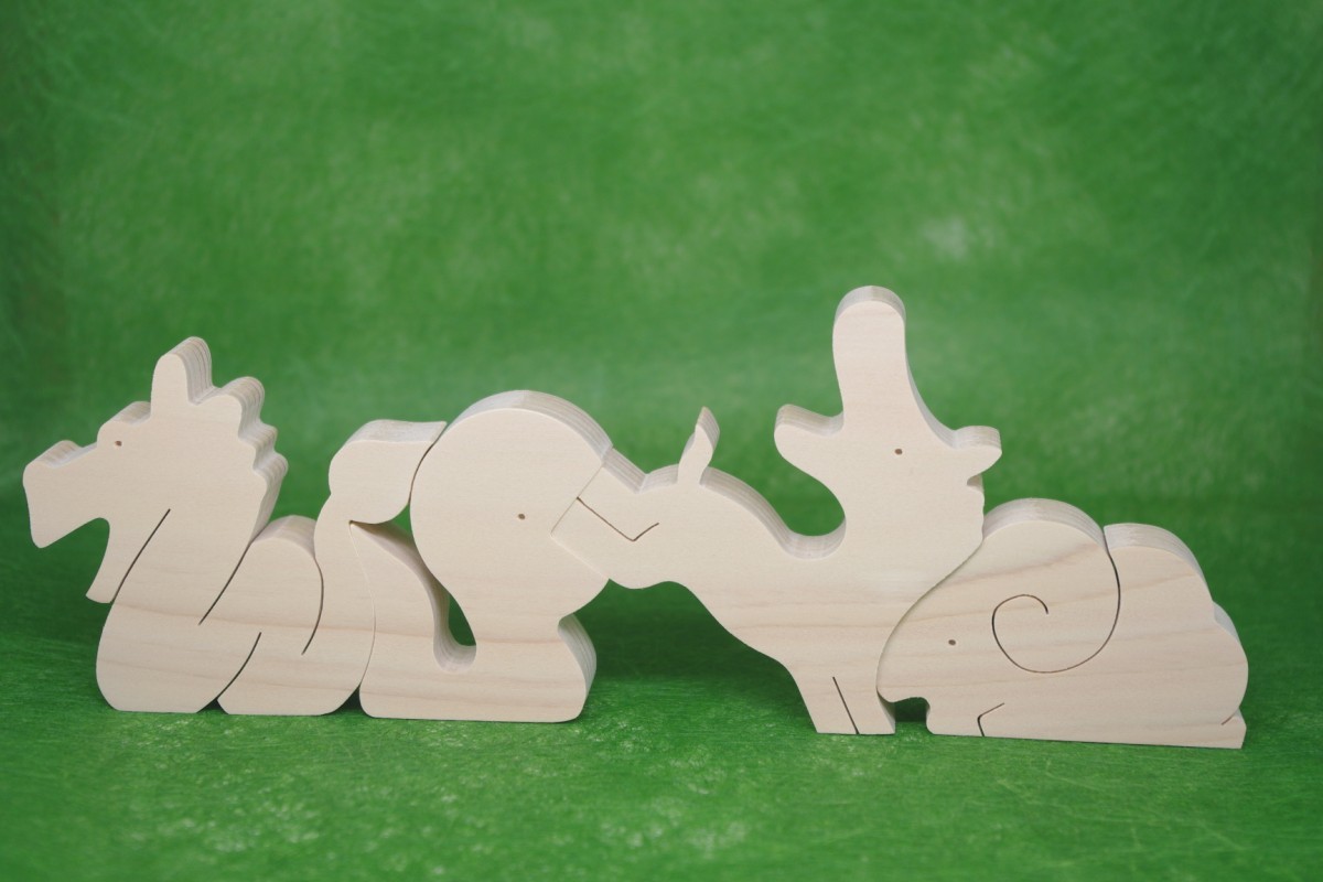 送料無料 木のおもちゃ 動物組み木 十二支 Iichi ハンドメイド クラフト作品 手仕事品の通販