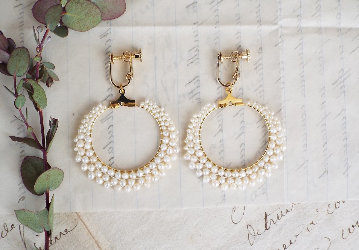 淡水パールイヤリング Iichi ハンドメイド クラフト作品 手仕事品の通販