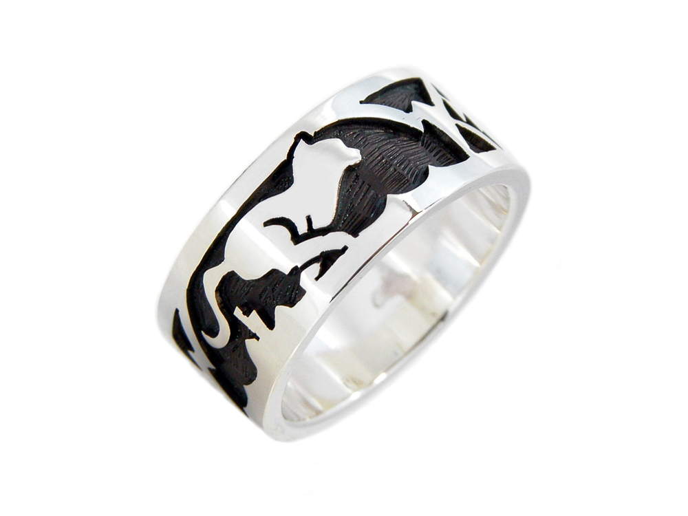 ネズミを追いかけるネコのシルバーリング 受注製作 Iichi ハンドメイド クラフト作品 手仕事品の通販