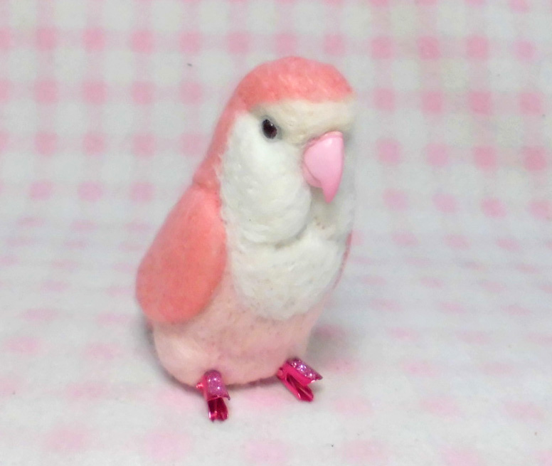 羊毛インコクリップ コザクラインコ ホワイトフェイスピンク Iichi ハンドメイド クラフト作品 手仕事品の通販