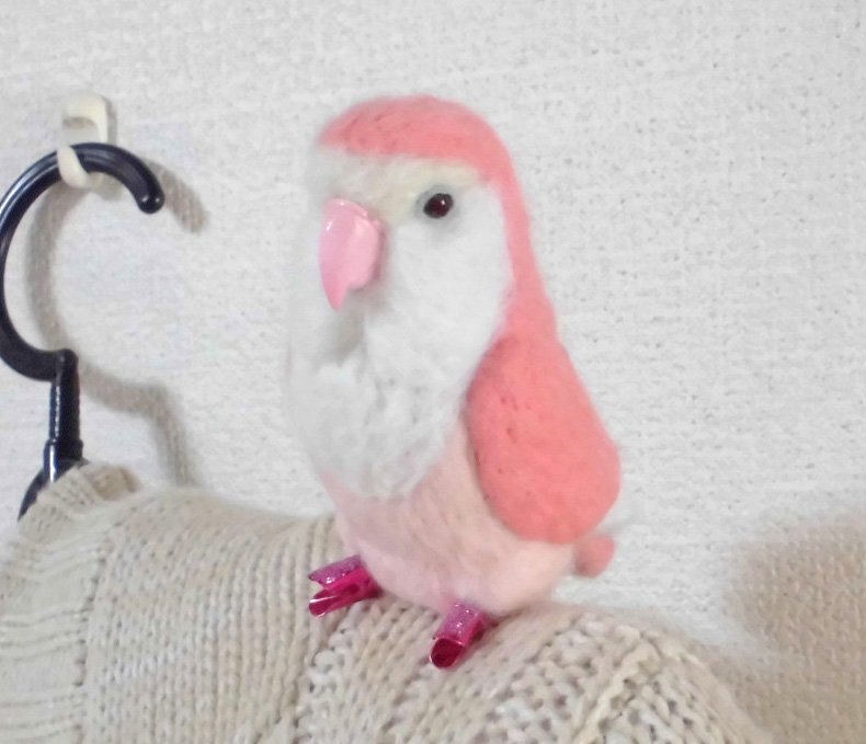 羊毛インコクリップ コザクラインコ ホワイトフェイスピンク Iichi ハンドメイド クラフト作品 手仕事品の通販