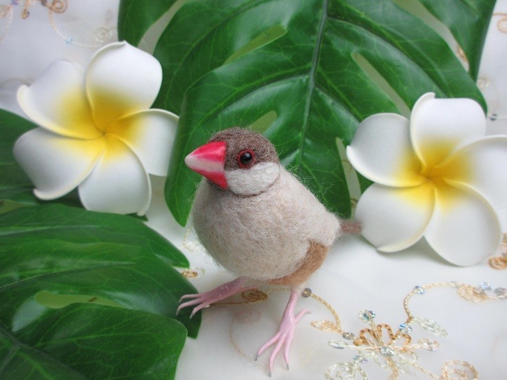 羊毛フェルト シナモン文鳥 Iichi ハンドメイド クラフト作品 手仕事品の通販