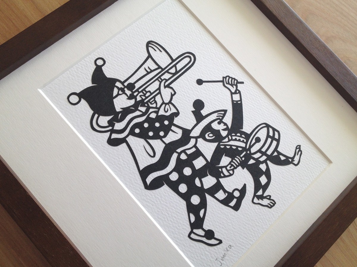 切り絵のサーカス 道化と Iichi ハンドメイド クラフト作品 手仕事品の通販