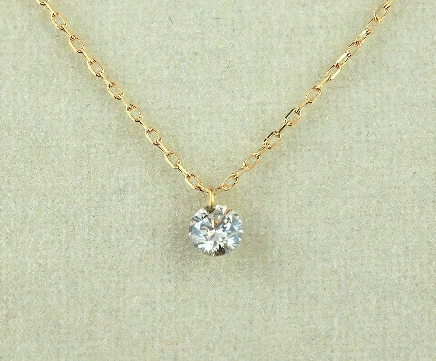 K18 レーザーホールダイヤモンド0.1ct 一粒ネックレス | iichi