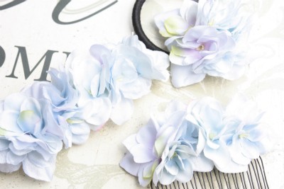 夏色紫陽花 あじさい の髪飾り ３点セット Iichi ハンドメイド クラフト作品 手仕事品の通販