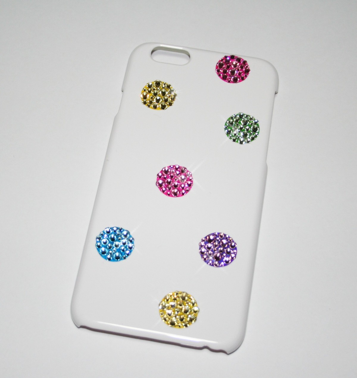 ポップなカラフルドット Iphone6 ケース カバー スワロフスキー デコ Iichi ハンドメイド クラフト作品 手仕事品の通販
