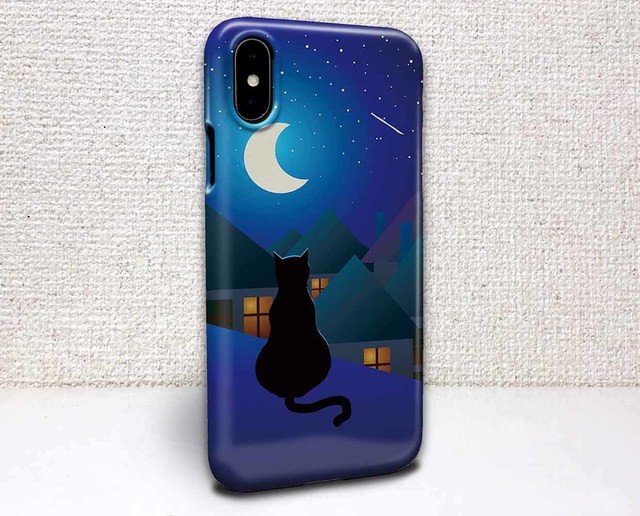 Iphone ハードケース Iphonex Iphone8 Iphone8 Plus Iphone7 猫 月と猫 ネコ Iichi ハンドメイド クラフト作品 手仕事品の通販