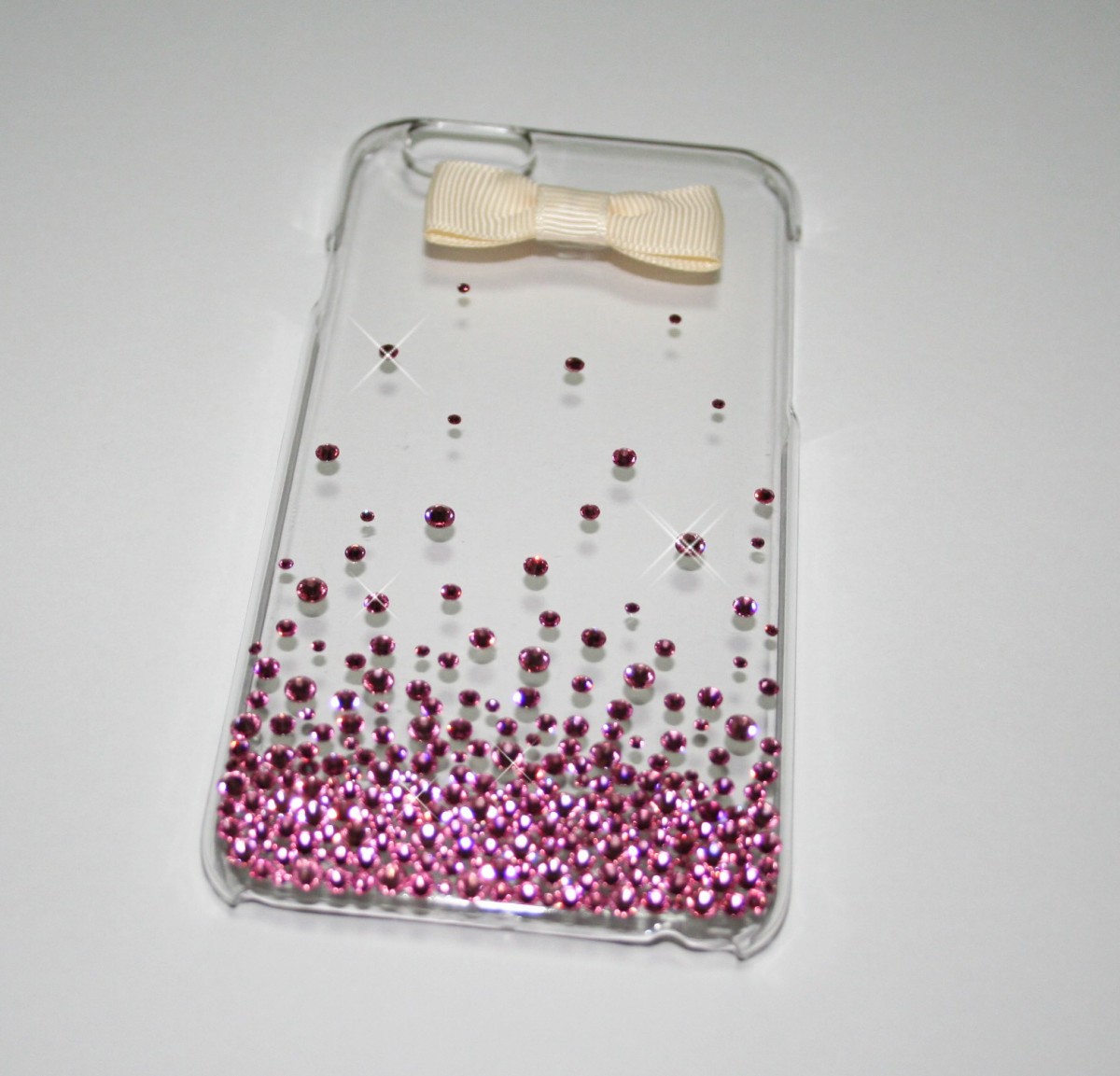 薄ピンクバブル リボン Iphone6 6s ケース カバー スワロフスキー