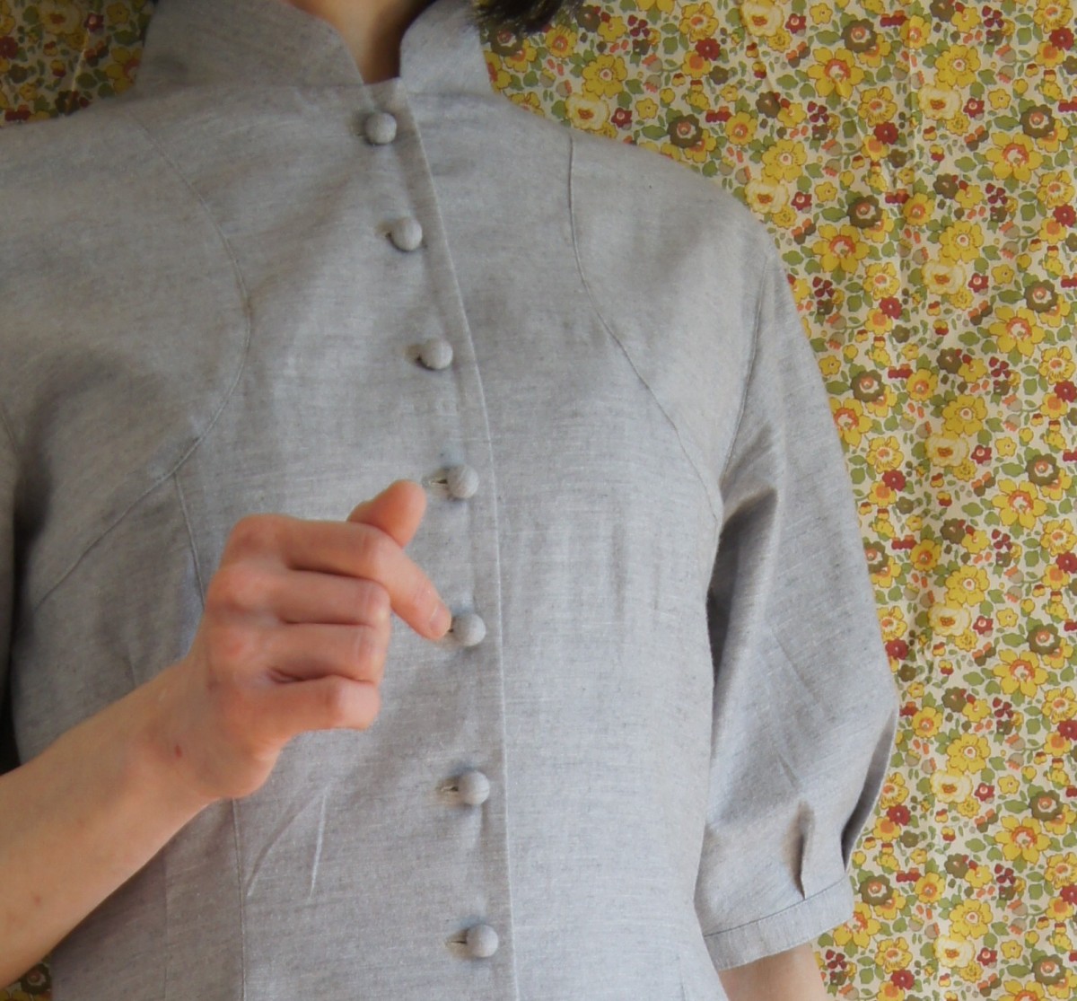 クラシカルコットンワンピース Hilda ライトグレー Iichi ハンドメイド クラフト作品 手仕事品の通販