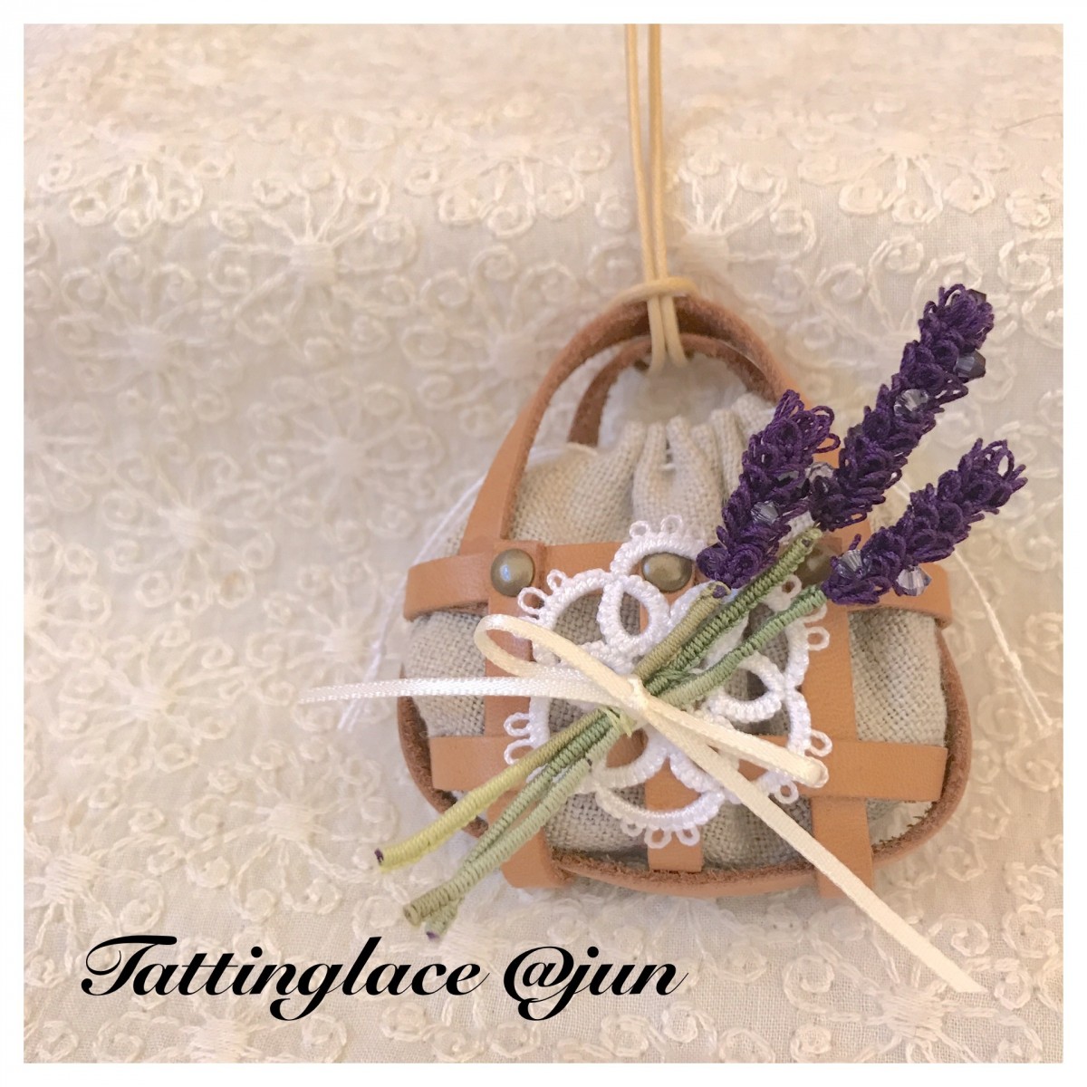 タティングレースのサシェネックレス ラベンダー Iichi ハンドメイド クラフト作品 手仕事品の通販