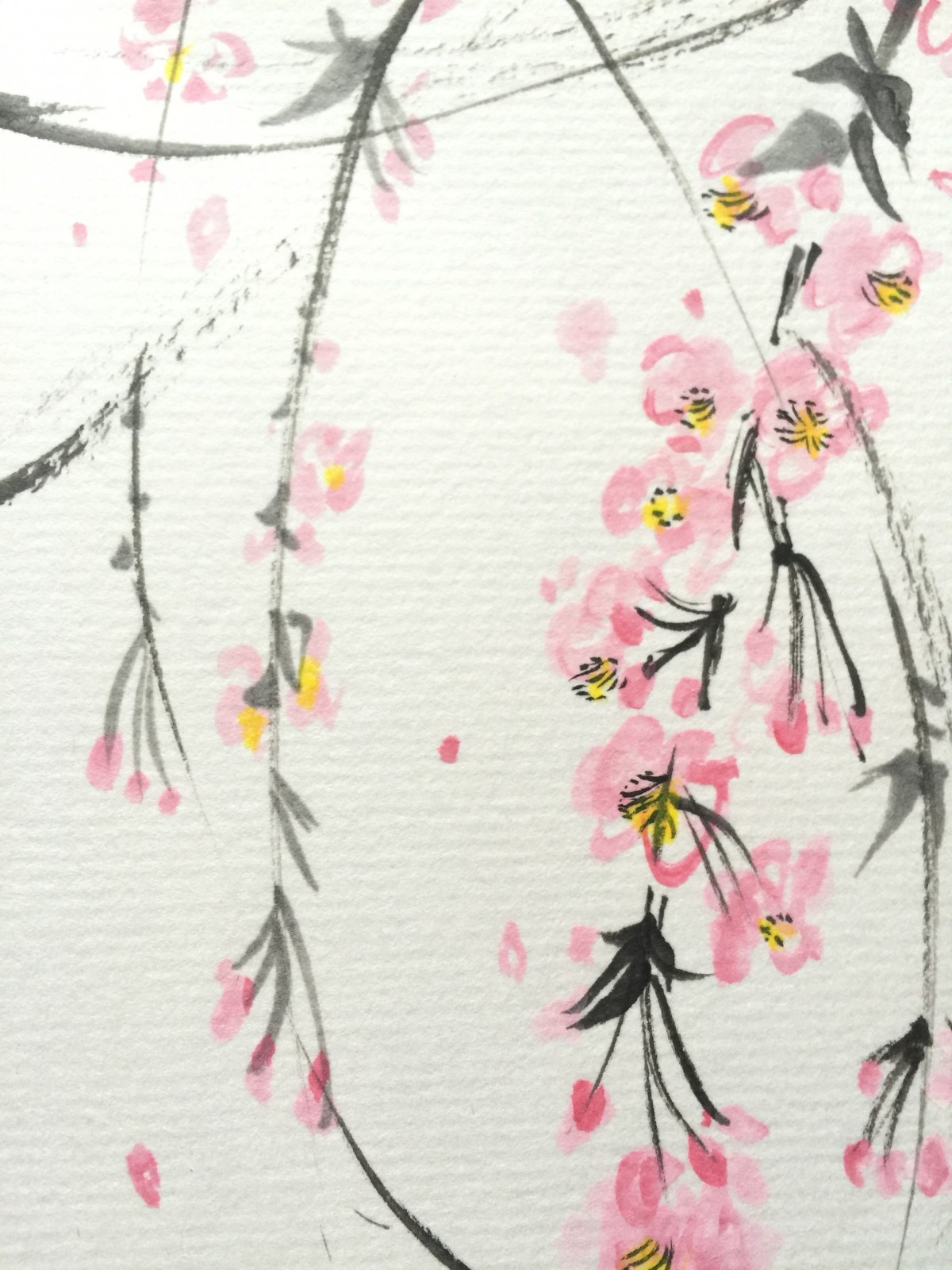 Monokli 季節の花の水墨画 春の枝垂れ桜 Iichi ハンドメイド クラフト作品 手仕事品の通販