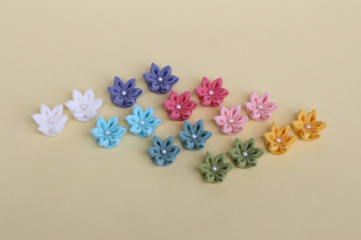 パステルカラー 恋待ちピアス 正絹 つまみ細工 Iichi ハンドメイド クラフト作品 手仕事品の通販