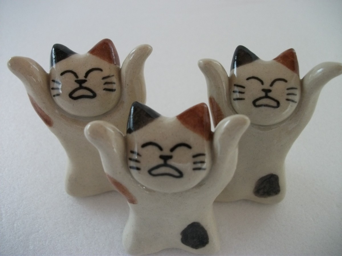 猫の箸置き３個セット バンザイ三毛 Iichi ハンドメイド クラフト作品 手仕事品の通販