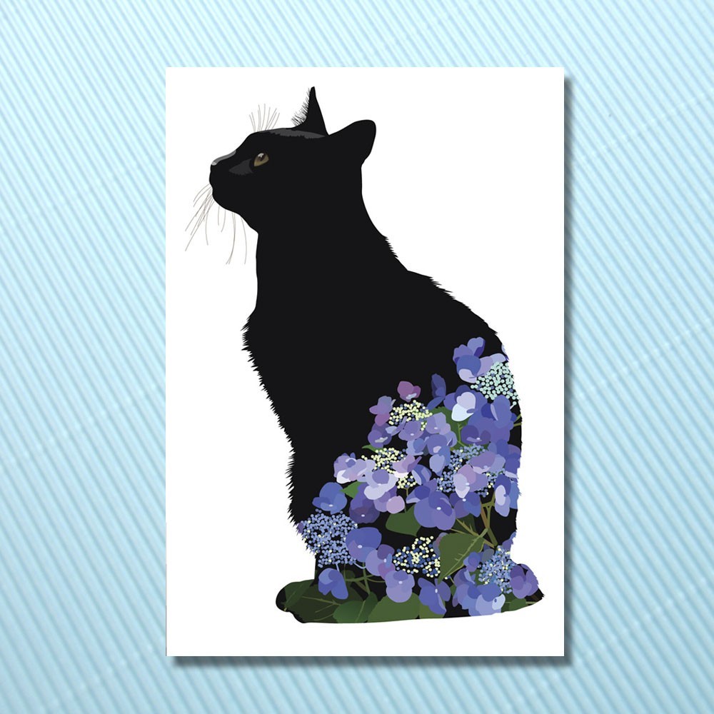 黒猫ポストカード５枚セット | iichi ハンドメイド・クラフト作品・手仕事品の通販