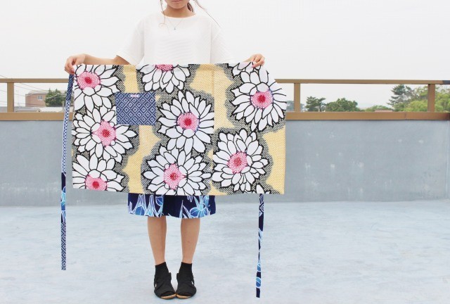 着物リメイク 浴衣のギャルソンエプロン ヒマワリ Iichi ハンドメイド クラフト作品 手仕事品の通販