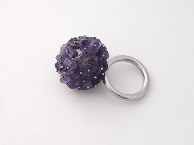 大玉飴の指輪アメジスト 2月誕生石 Tsubuシリーズ Yujikono Iichi ハンドメイド クラフト作品 手仕事品の通販