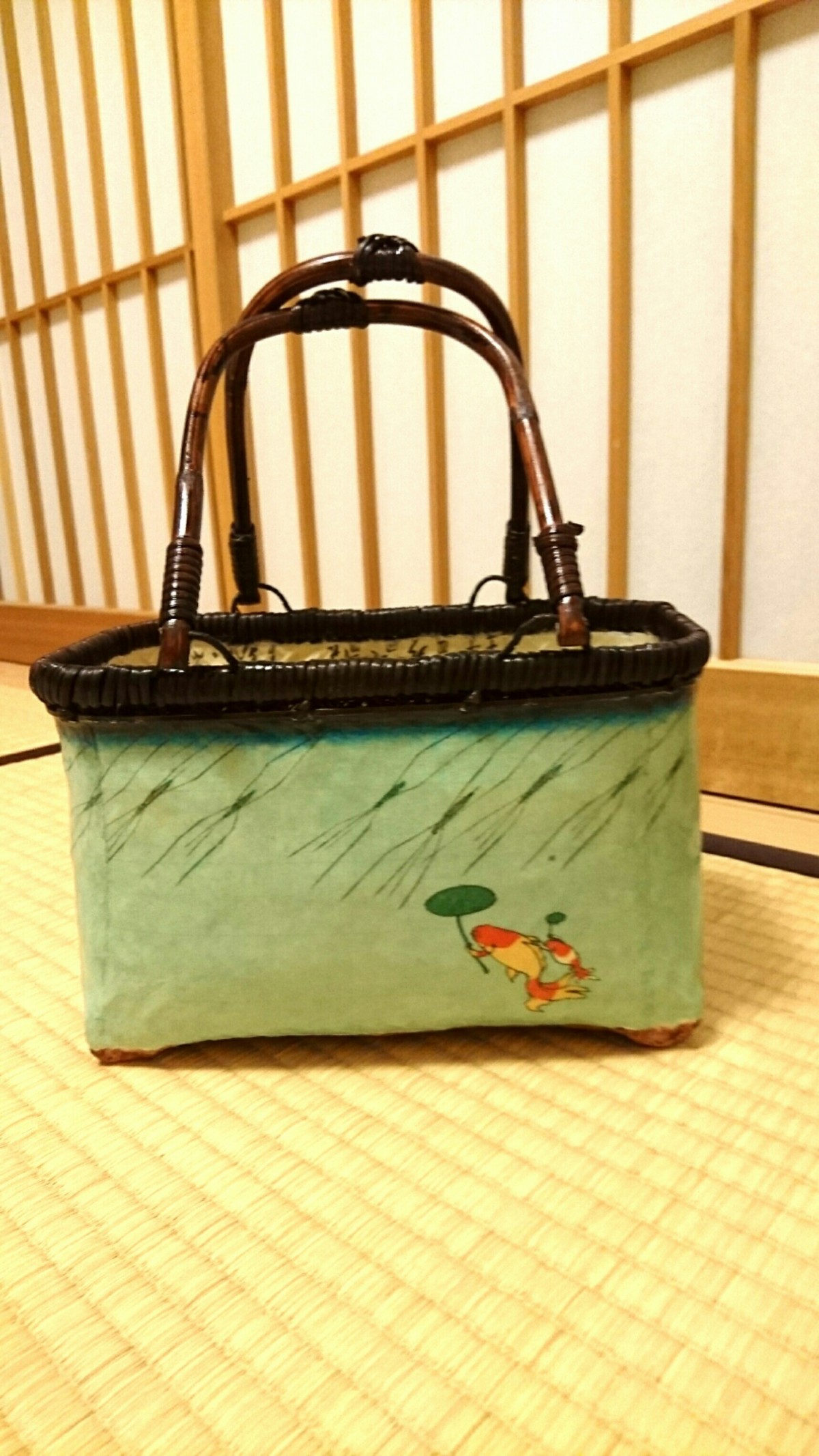 予約販売】本 一閑張 一閑張りバック 浮世絵 金襴 大、小2セット 和紙