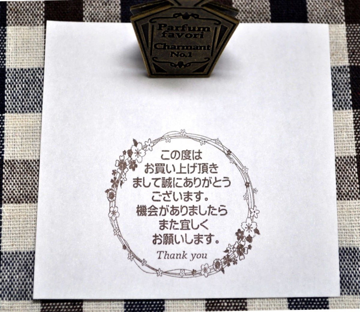 花輪のフレーム 正方形 お礼スタンプ はんこ Iichi ハンドメイド クラフト作品 手仕事品の通販