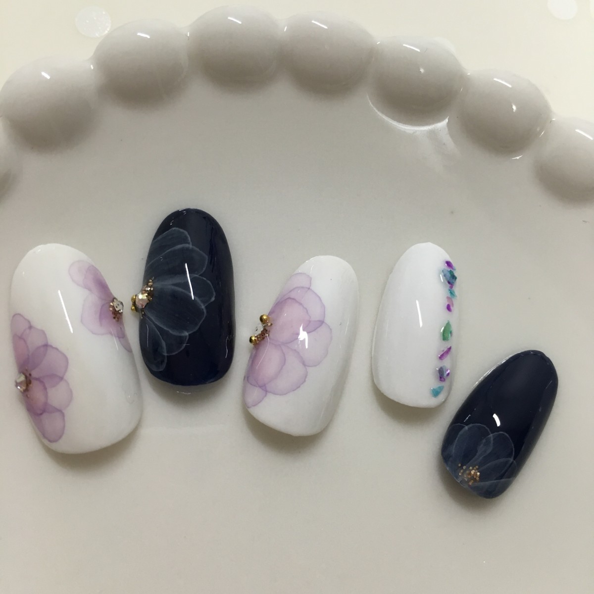 浴衣に合う繊細フラワー ネイルチップ Iichi ハンドメイド クラフト作品 手仕事品の通販