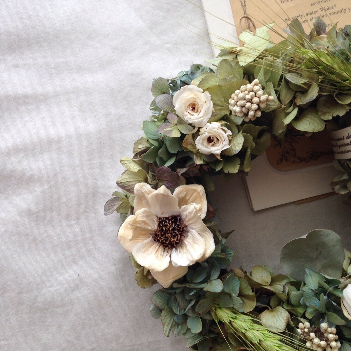 パインフラワーと小麦のwreath | iichi ハンドメイド・クラフト作品・手仕事品の通販