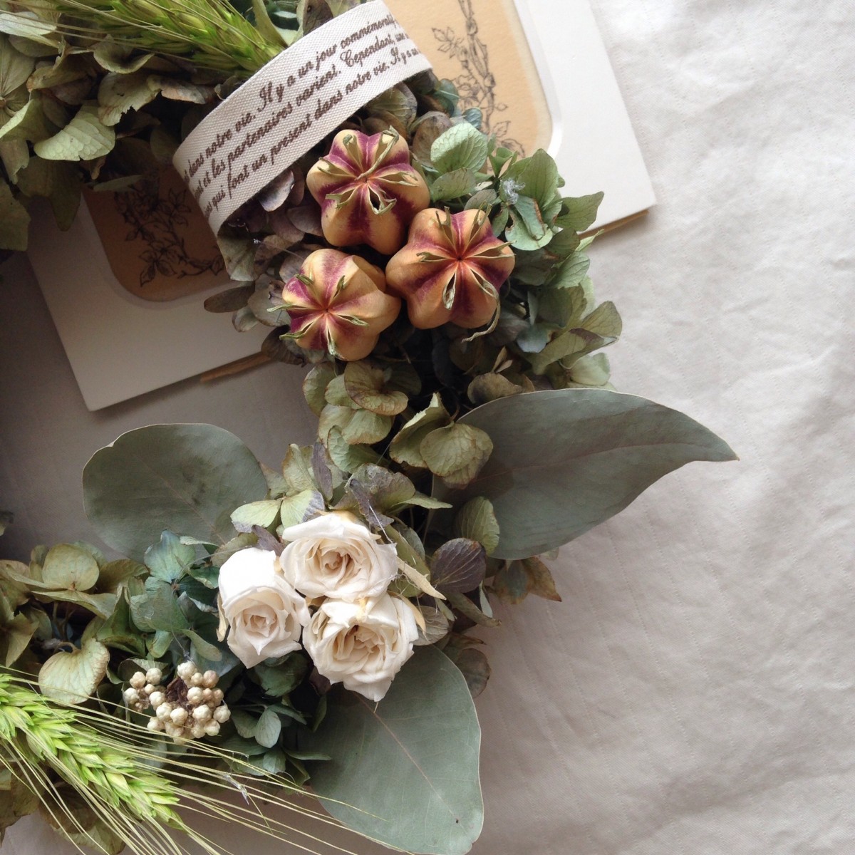 パインフラワーと小麦のwreath | iichi ハンドメイド・クラフト作品 