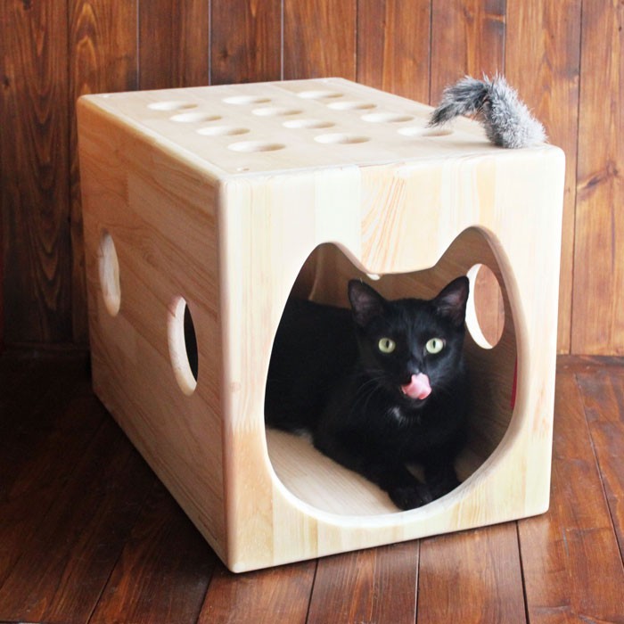 木製猫ハウス第２弾 猫じゃらトンネル 13 Cats Worksオリジナル Iichi ハンドメイド クラフト作品 手仕事品の通販