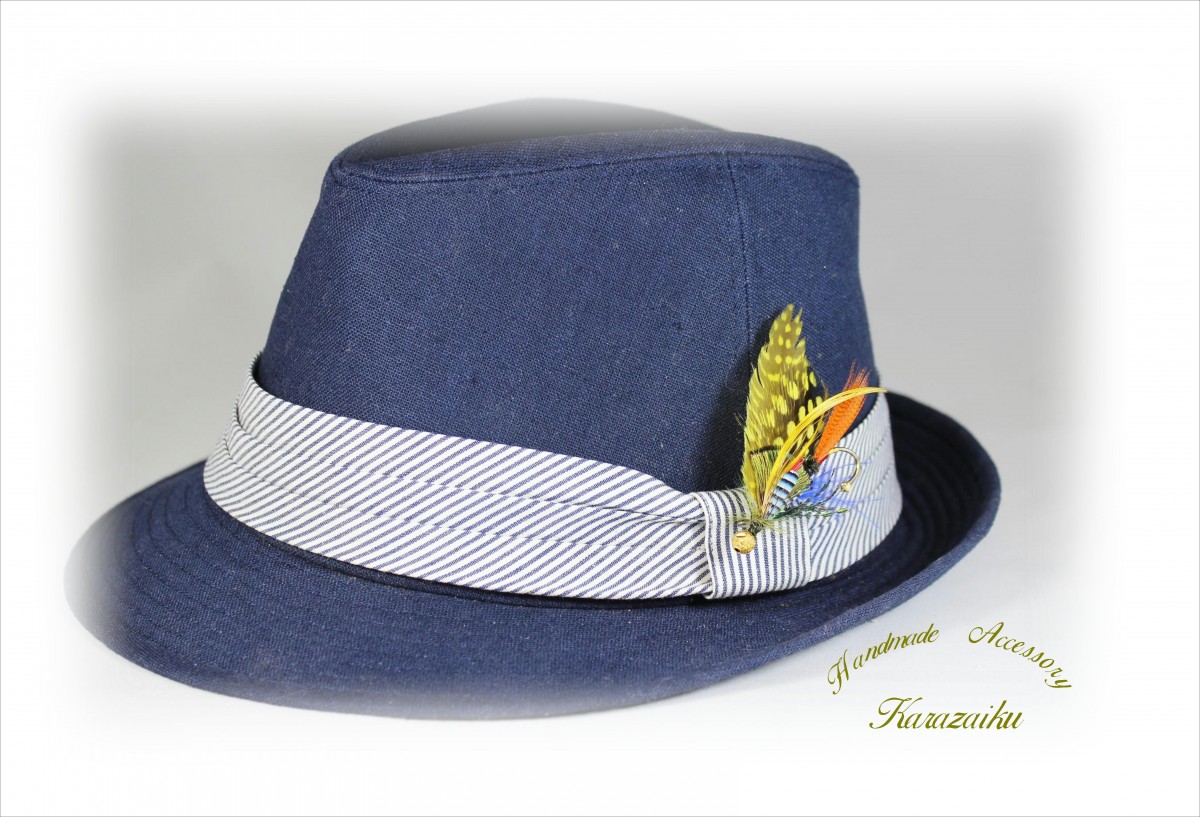 黄色の水玉の羽のハットピン ブローチ Iichi ハンドメイド クラフト作品 手仕事品の通販