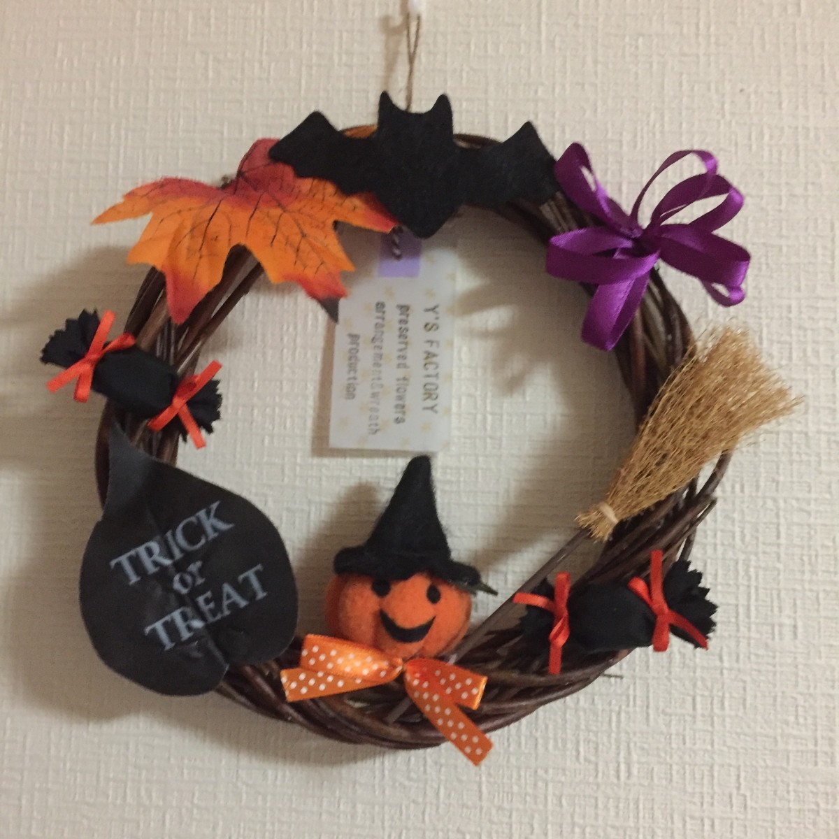 おばけかぼちゃのハロウィン リース M Iichi ハンドメイド クラフト作品 手仕事品の通販