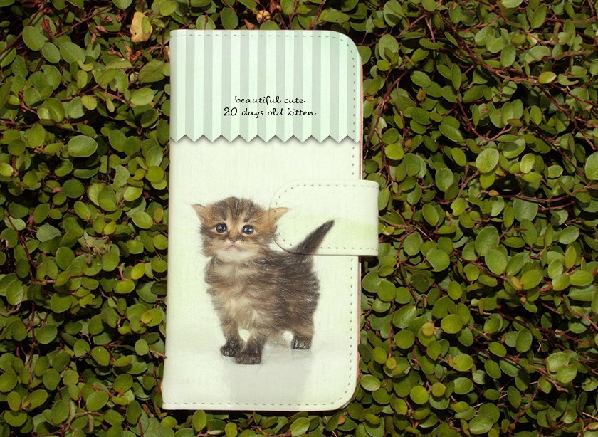 全機種対応 手帳型 スマホケース Iphonexs Iphone9 猫 生後日の可愛い子猫 イラスト Iichi ハンドメイド クラフト作品 手仕事品の通販
