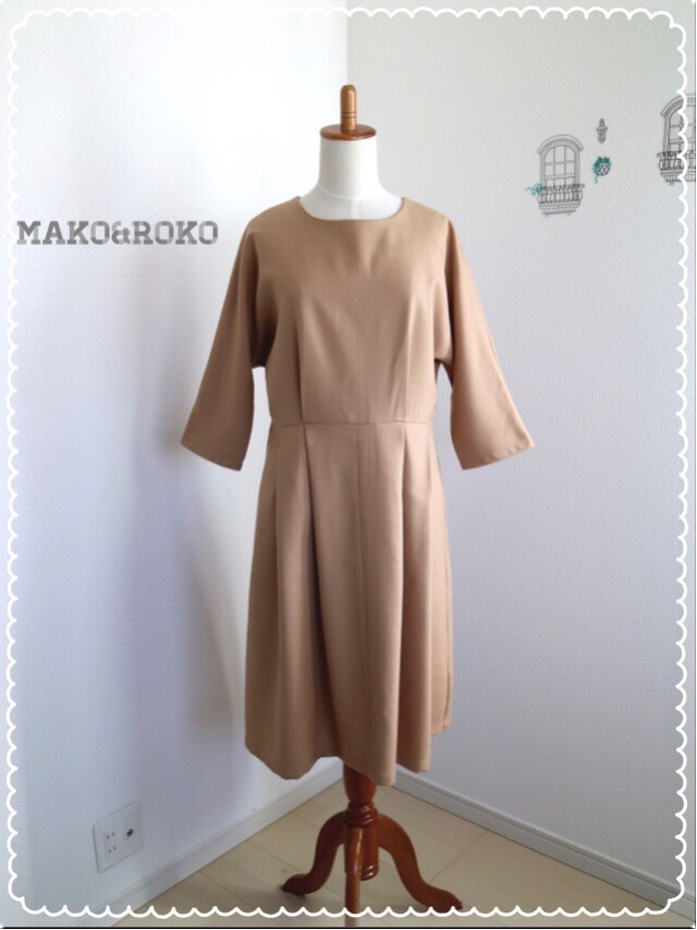 キャメル ウールドルマンスリーブウエスト切り替えワンピース Iichi ハンドメイド クラフト作品 手仕事品の通販