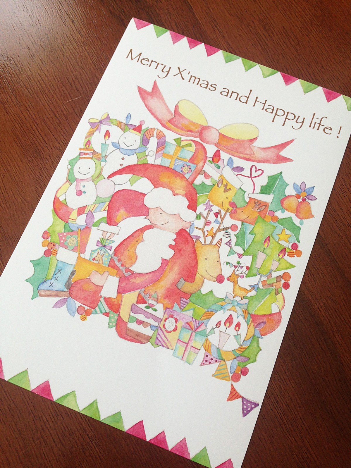 クリスマスカード 5枚セット 大きなクリスマスプレゼント Iichi ハンドメイド クラフト作品 手仕事品の通販