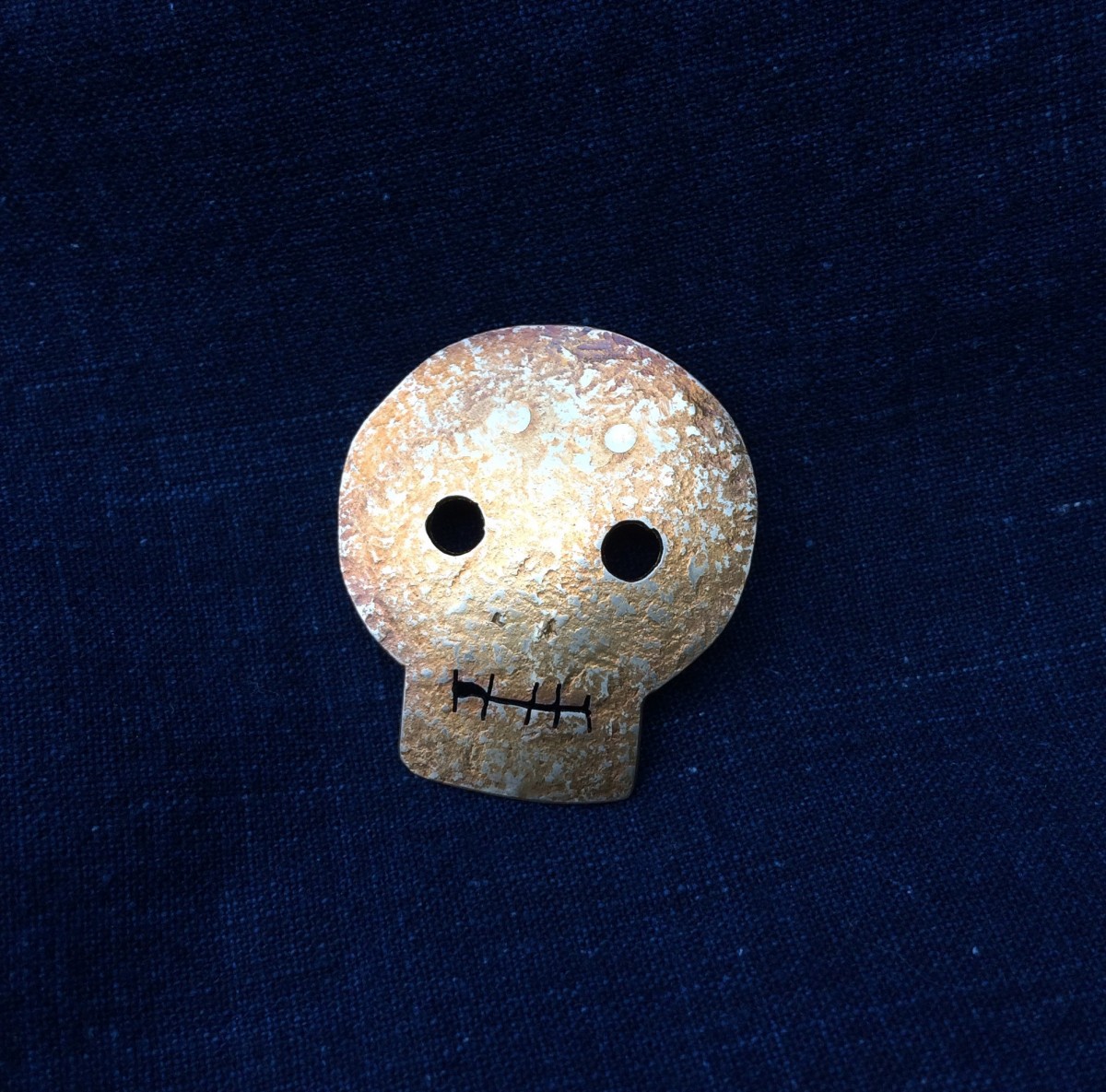 受注制作 がいこつ 真鍮ブローチ Iichi ハンドメイド クラフト作品 手仕事品の通販