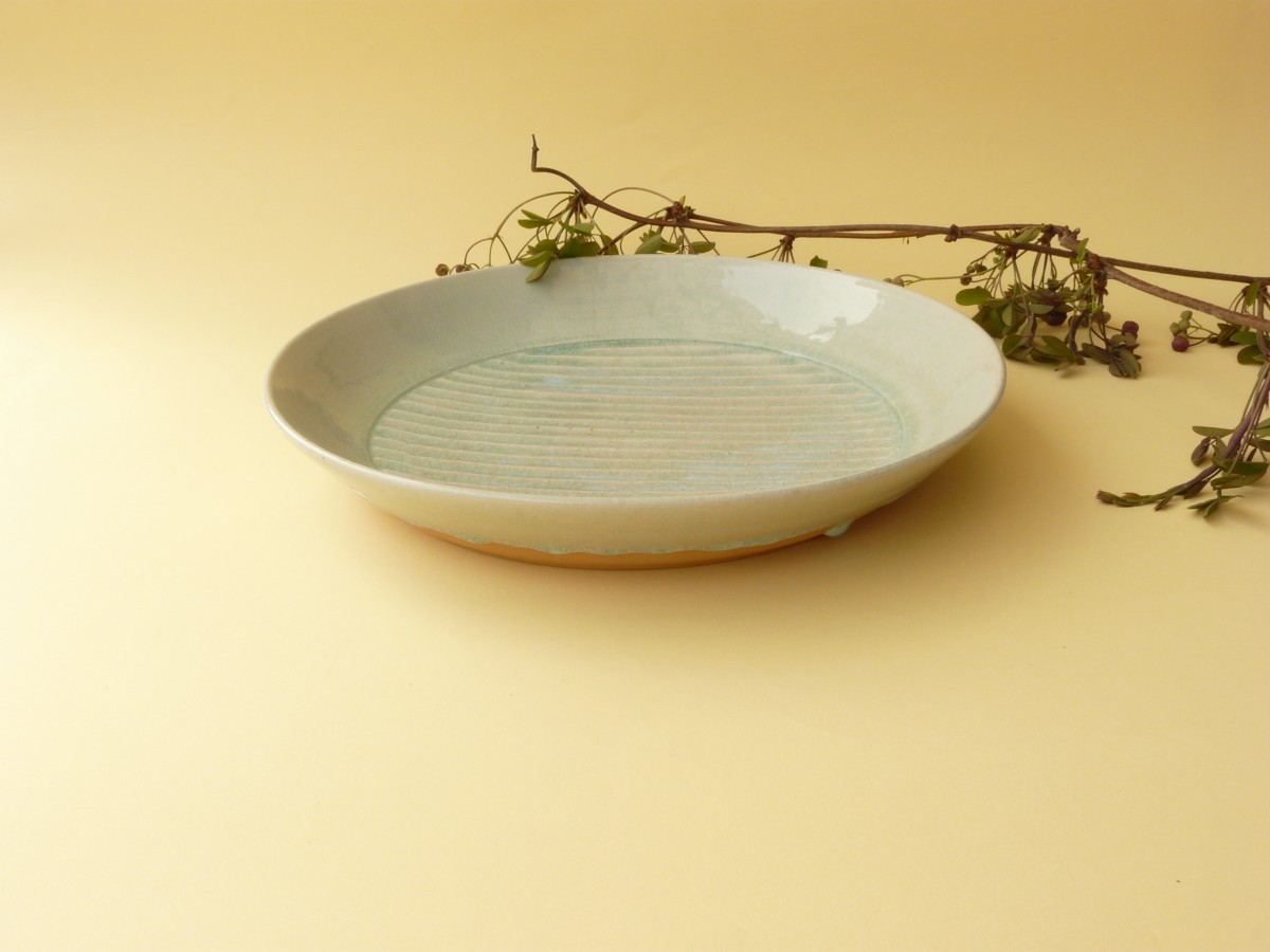 灰釉波紋の尺皿 Iichi ハンドメイド クラフト作品 手仕事品の通販