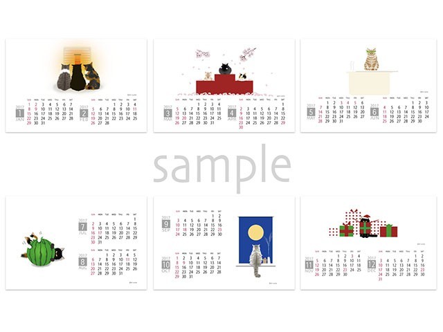 猫 17年カレンダー Iichi ハンドメイド クラフト作品 手仕事品の通販