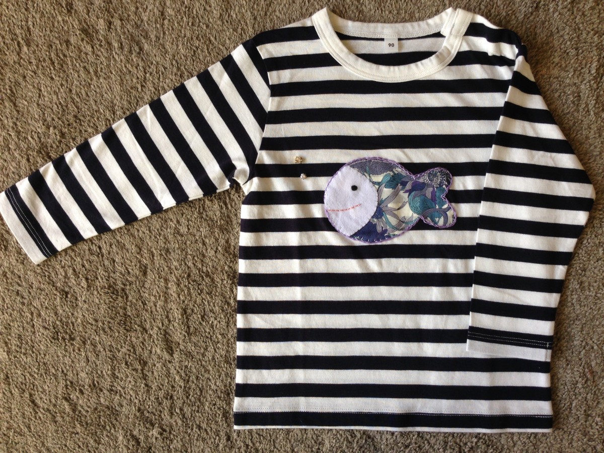 さかなアップリケのtシャツ 子供用 Iichi ハンドメイド クラフト作品 手仕事品の通販