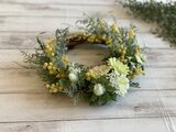 ミモザとガーベラのリース 春リース 玄関 ミモザ 玄関