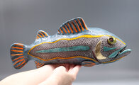 魚の壁掛け陶芸彫刻 手作り陶器の壁飾り お守りインテリアオブジェ