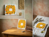 油絵 原画「幸福を呼ぶミモザリース」 絵画 アートパネル インテリア