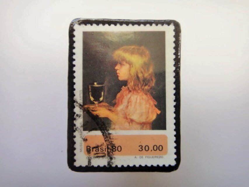 アップサイクル　クリスマス切手ブローチ1832