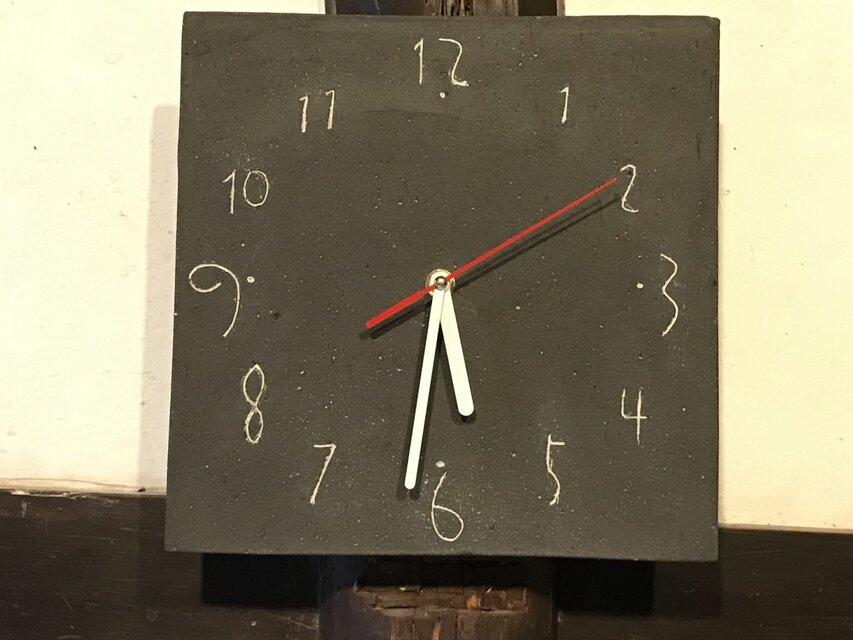 黒陶板　掛時計　