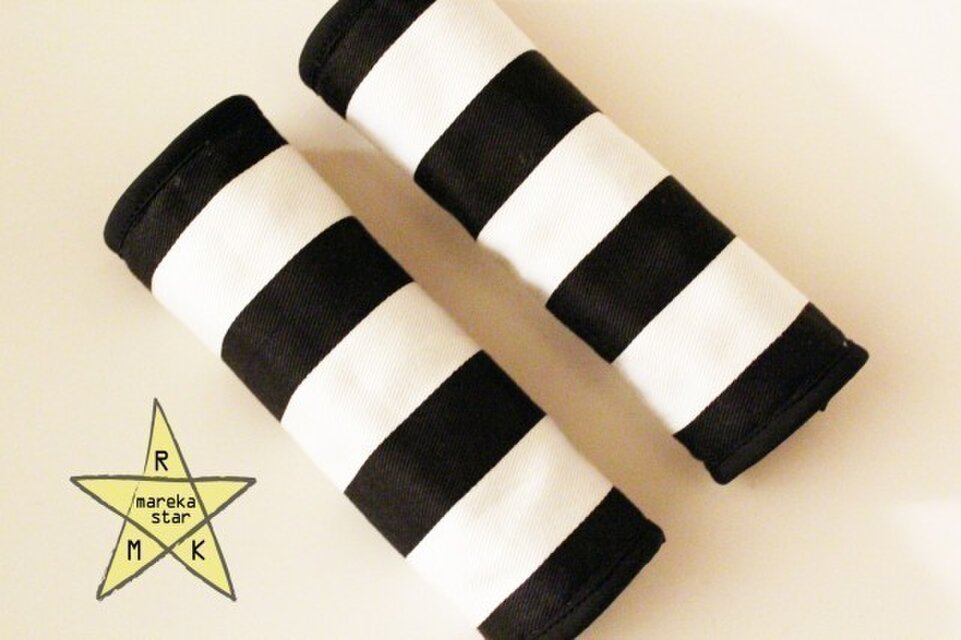 【売約済K様】№175ベビーカーアーチ型ハンドルカバー☆白黒ボー