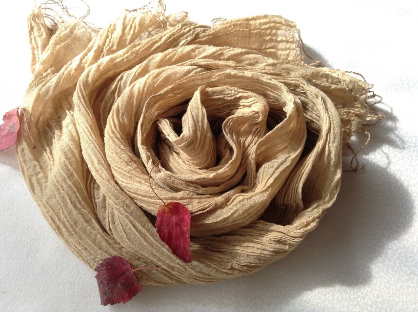 【花の木染め】コットン＆シルク楊柳ストール（Ａ）