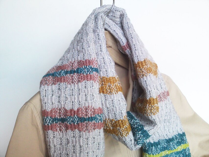 手織り マフラー ライトグレー 吉野織